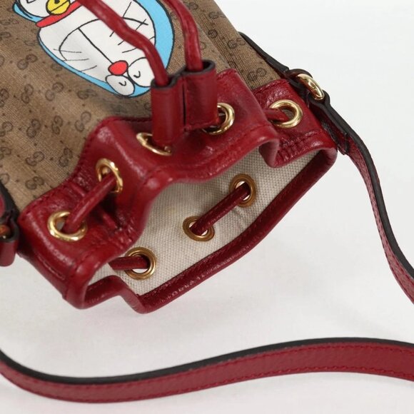 GUCCI Micro GG Supreme Doraemon Collaboration Bag PVC Beige Gold Auth 132450A - Picture 7 of 15